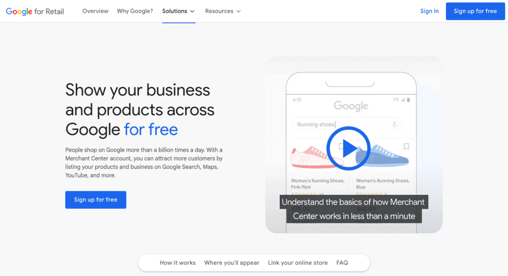 Sign up for Google Merchant