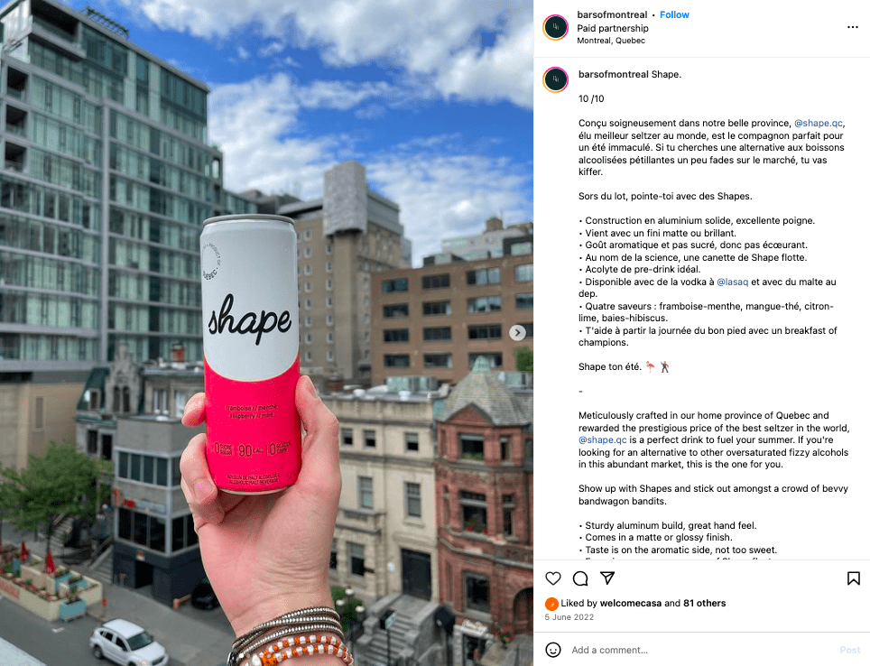 Instagram post example