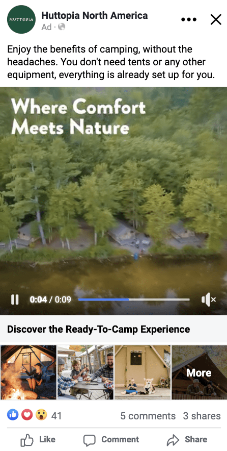 Featured client = Huttopia Collection Ads