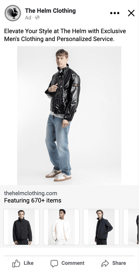 The Helm Clothing Dynamic Product Ad
